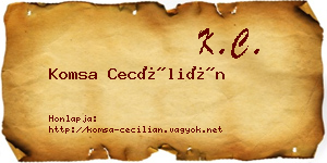 Komsa Cecílián névjegykártya